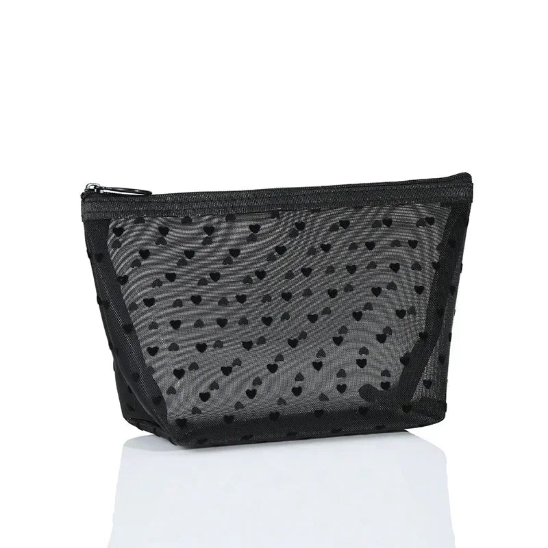 Cosmetic Bag Zipper Heart Shaped Toiletry Organizer Makeup Bags
