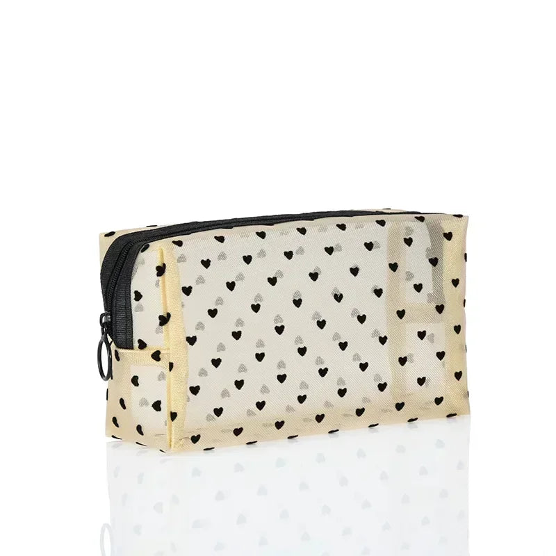 Cosmetic Bag Zipper Heart Shaped Toiletry Organizer Makeup Bags
