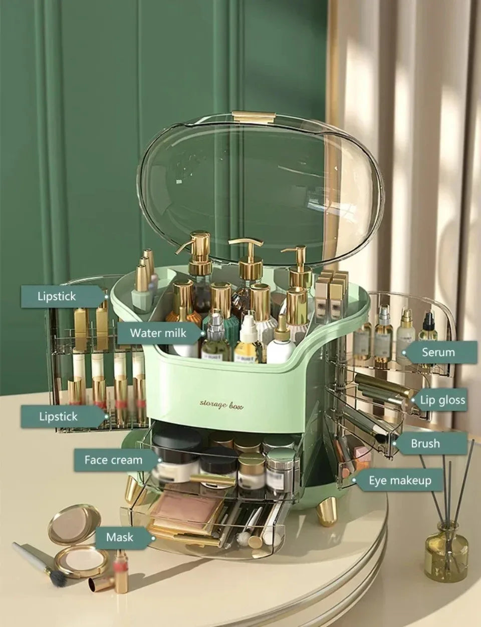 Desktop Makeup Organizer Transparent Jewelry Cosmetic Storage Box