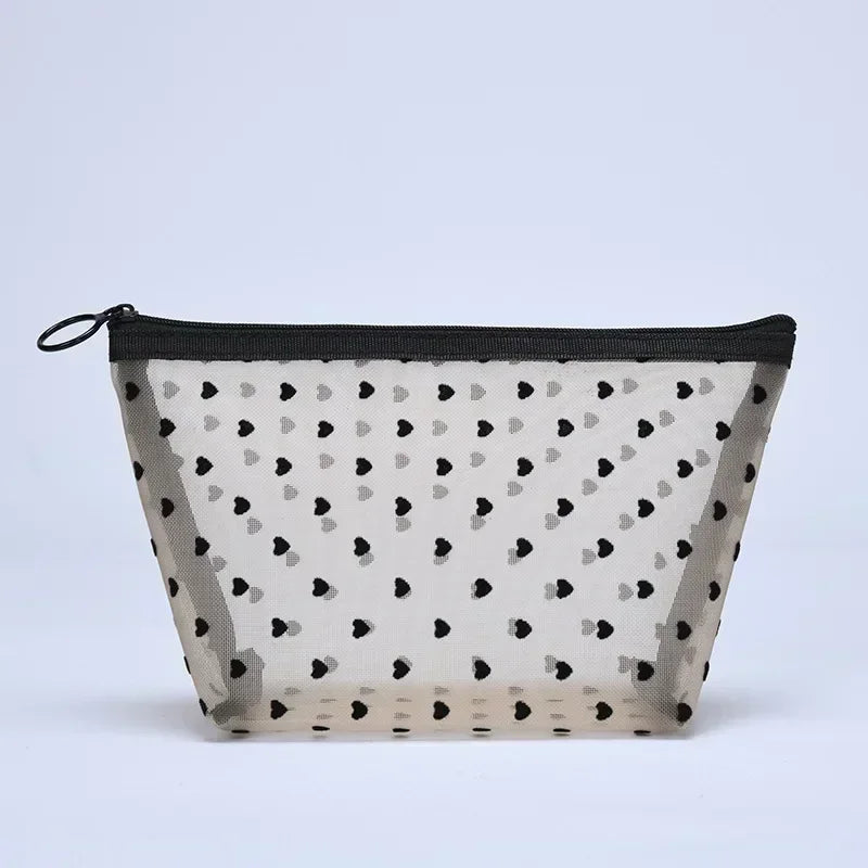 Cosmetic Bag Zipper Heart Shaped Toiletry Organizer Makeup Bags