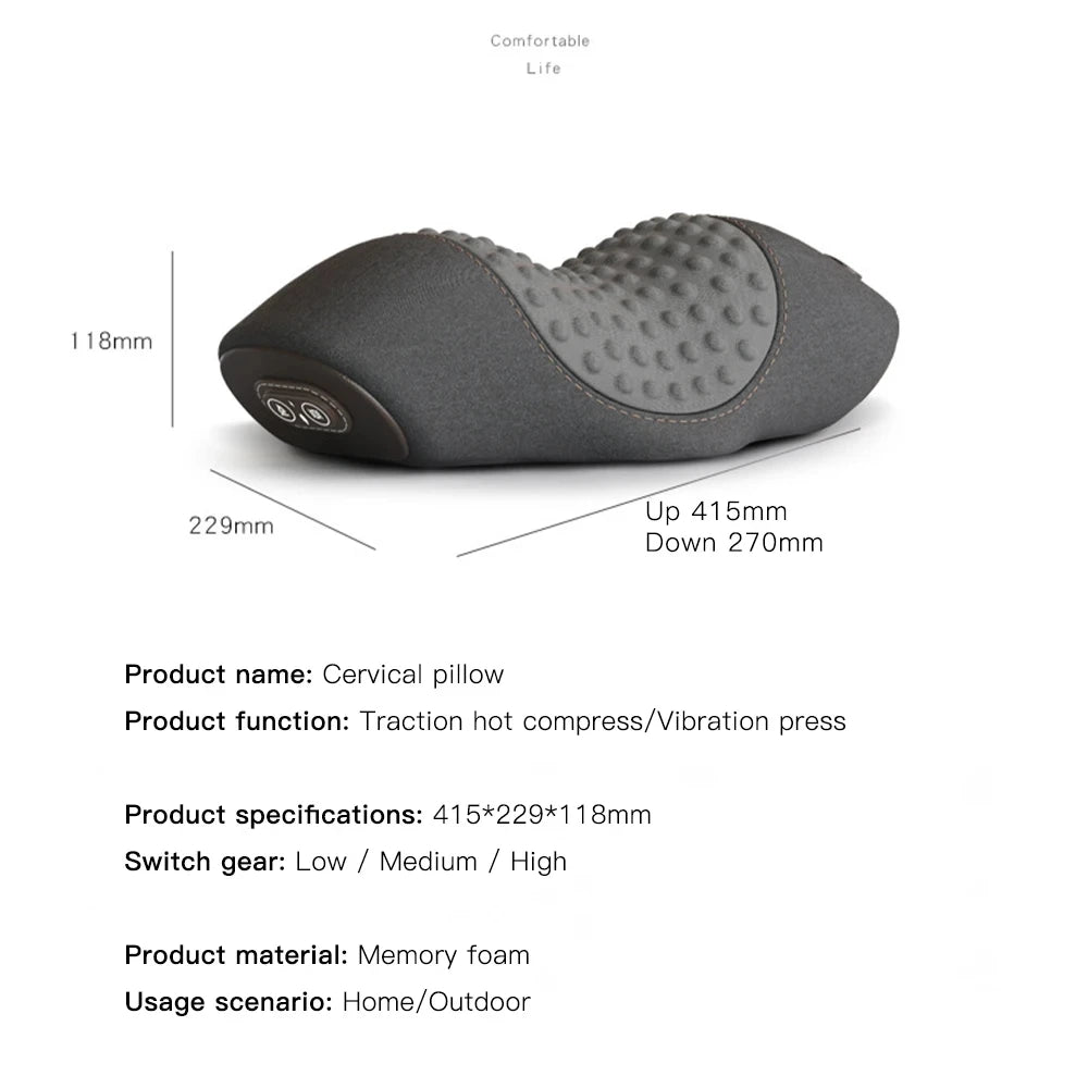 Electric Neck Massager Pillow Cervical Stretcher Heating Massage