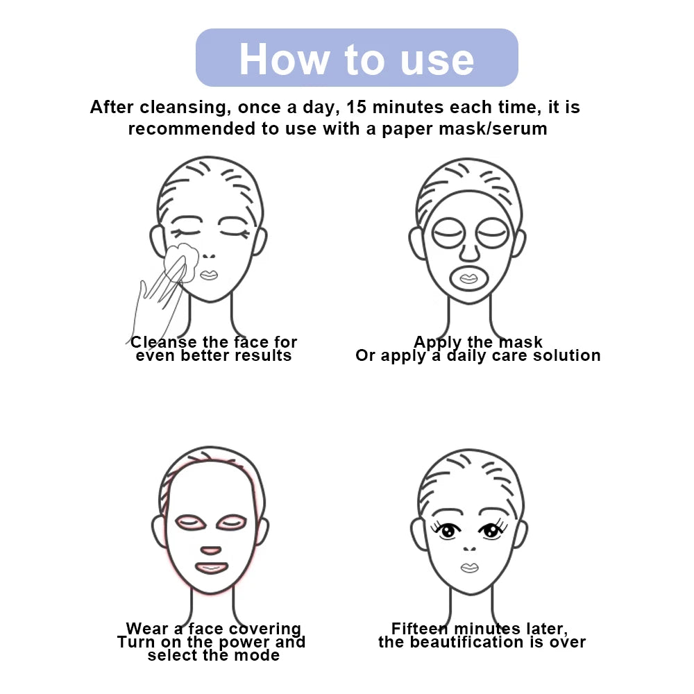 LED Facial Mask Therapy Face Skin Care Mask Anti Therapy Skin