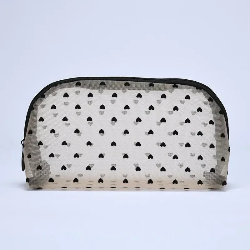 Cosmetic Bag Zipper Heart Shaped Toiletry Organizer Makeup Bags