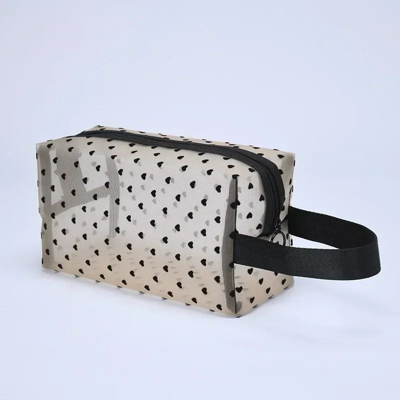 Cosmetic Bag Zipper Heart Shaped Toiletry Organizer Makeup Bags