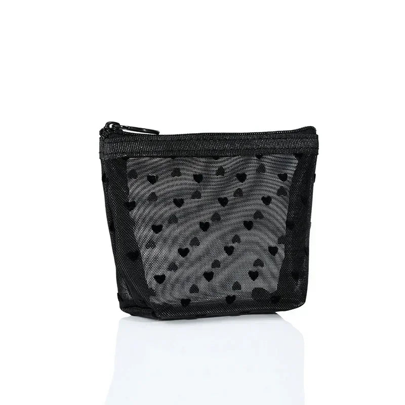 Cosmetic Bag Zipper Heart Shaped Toiletry Organizer Makeup Bags