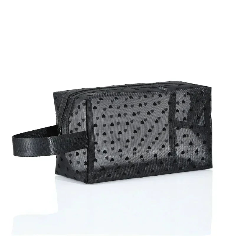 Cosmetic Bag Zipper Heart Shaped Toiletry Organizer Makeup Bags