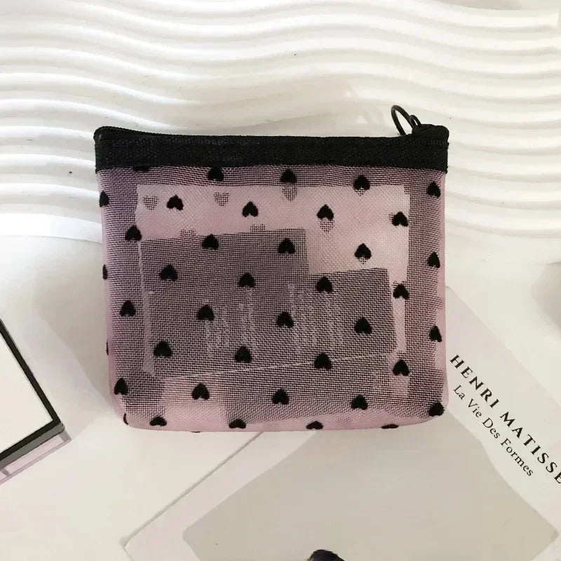 Cosmetic Bag Zipper Heart Shaped Toiletry Organizer Makeup Bags