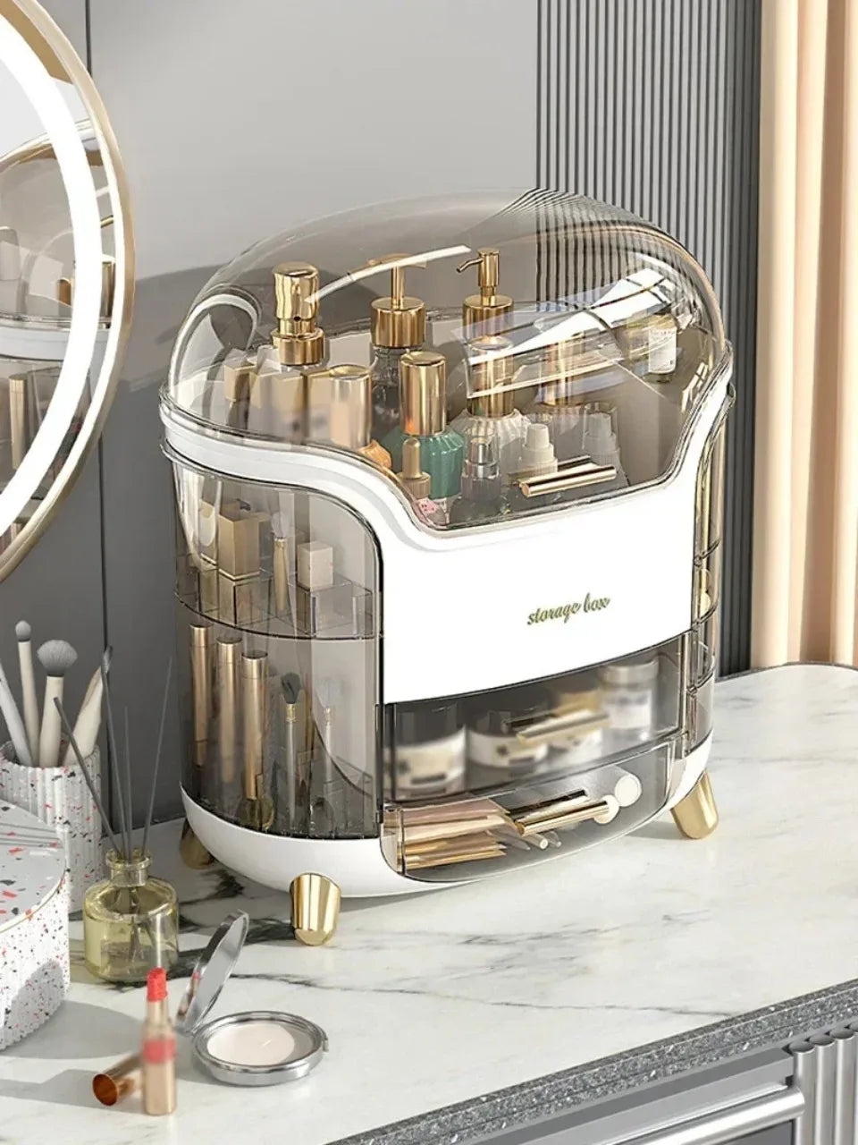 Desktop Makeup Organizer Transparent Jewelry Cosmetic Storage Box
