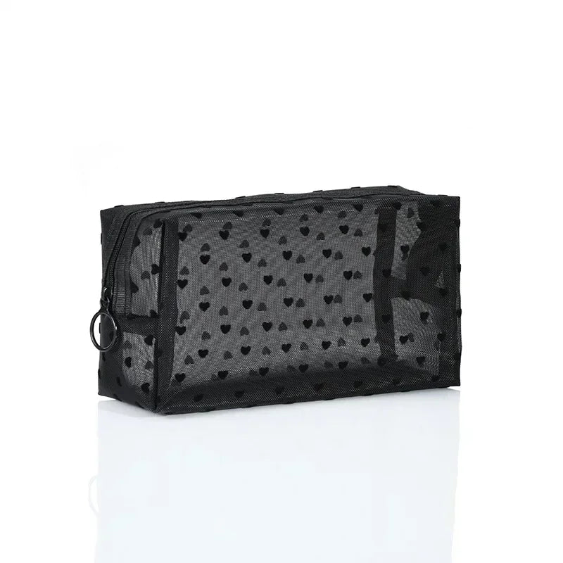Cosmetic Bag Zipper Heart Shaped Toiletry Organizer Makeup Bags