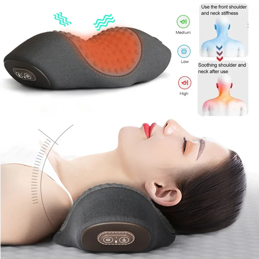 Electric Neck Massager Pillow Cervical Stretcher Heating Massage