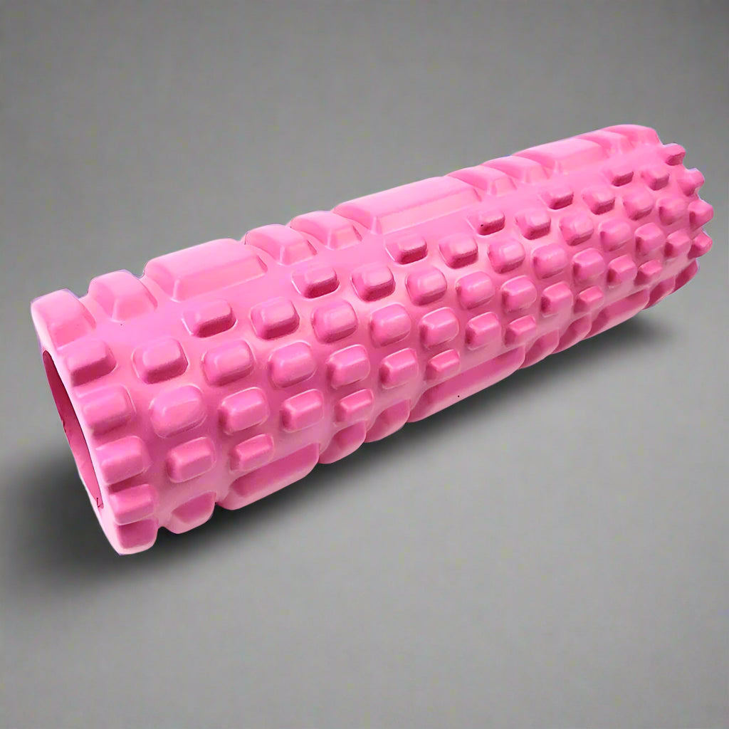 Roze foam massage roller geschikt voor yoga, pilates en spierherstel