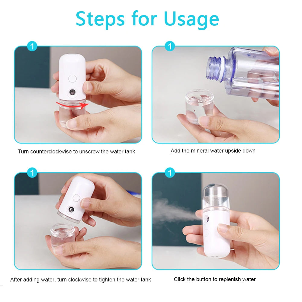 Facial Sprayer  Humidifier Rechargeable Nebulizer Face Steamer