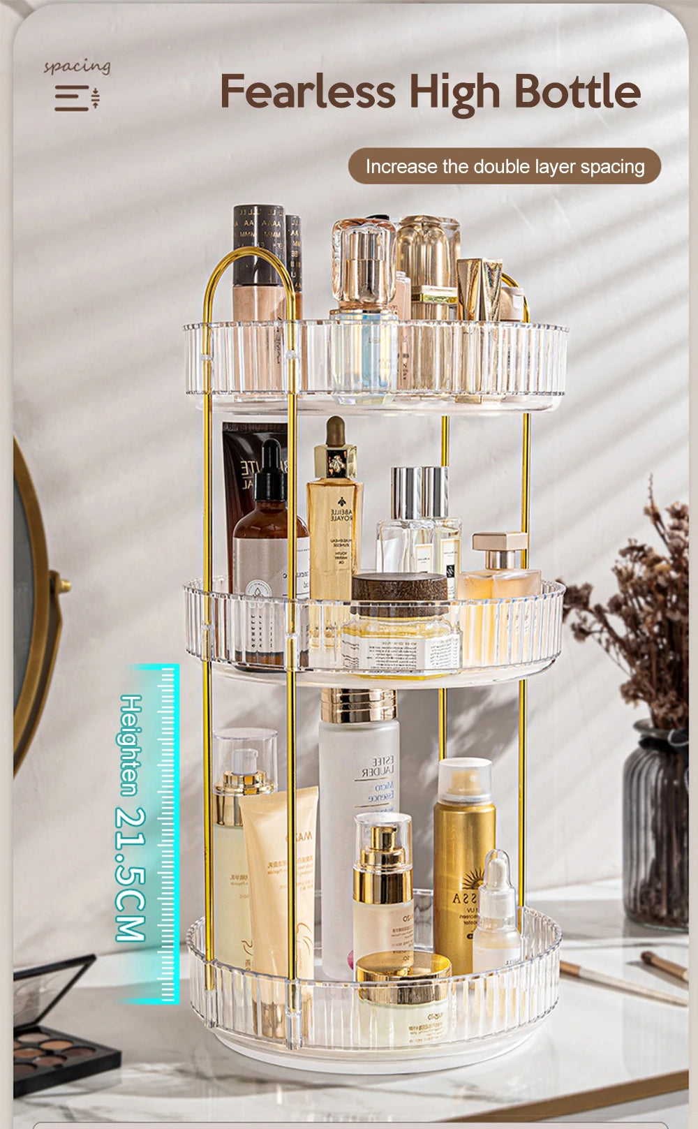 Luxury Makeup Organizer 360° Rotating Desktop Cosmetic Shelf