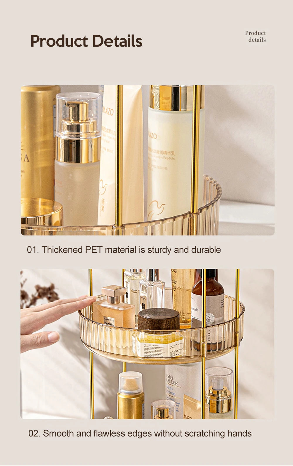 Luxury Makeup Organizer 360° Rotating Desktop Cosmetic Shelf