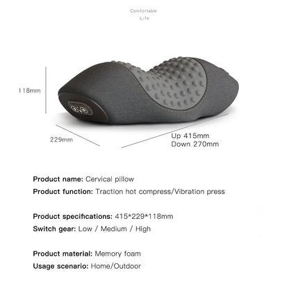 Electric Neck Massager Pillow Cervical Stretcher Heating Massage
