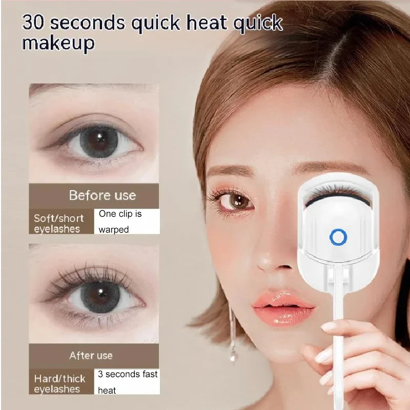 Electric eyelash curler, heated eyelash curler, curling device