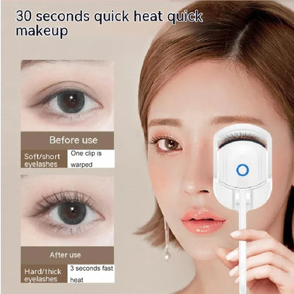 Electric eyelash curler, heated eyelash curler, curling device