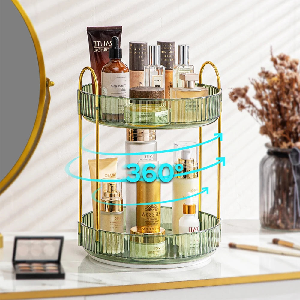 Luxury Makeup Organizer 360° Rotating Desktop Cosmetic Shelf