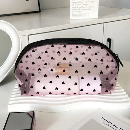 Cosmetic Bag Zipper Heart Shaped Toiletry Organizer Makeup Bags