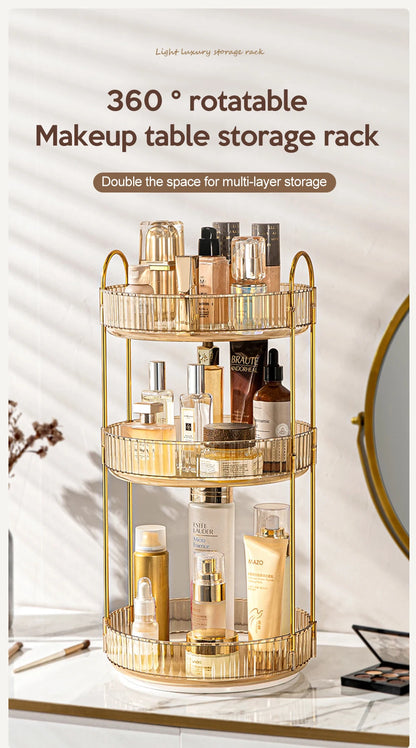 Luxury Makeup Organizer 360° Rotating Desktop Cosmetic Shelf